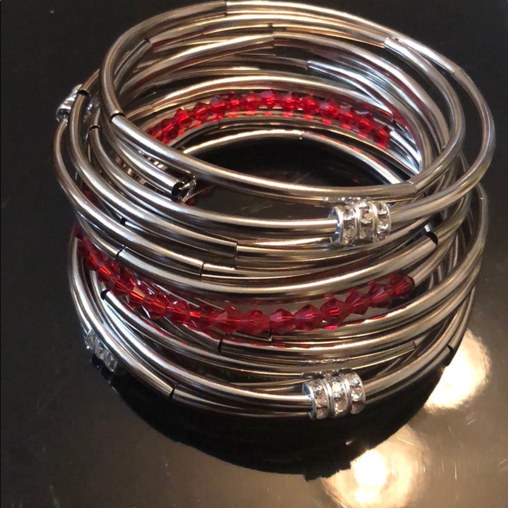 Red and silver memory bracelet